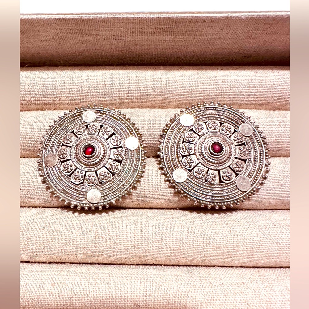 Vintage | Earrings | Afgan Silver Disc Earrings